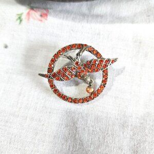 Pilgrim Brand Orange Crystal Bird Brooch